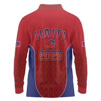 World Football Haiti 2026 Long Sleeve Polo Shirt Haiti est de Retour Red Voodoo Veve Spirits - Wonder Print Shop
