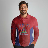 World Football Haiti 2026 Long Sleeve Polo Shirt Haiti est de Retour Red Voodoo Veve Spirits - Wonder Print Shop