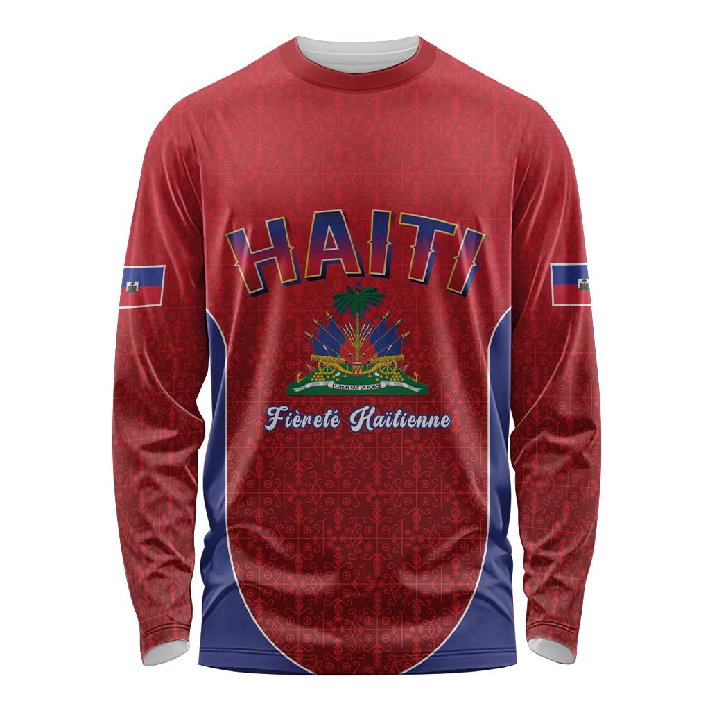 World Football Haiti 2026 Long Sleeve Shirt Haiti est de Retour Red Voodoo Veve Spirits - Wonder Print Shop