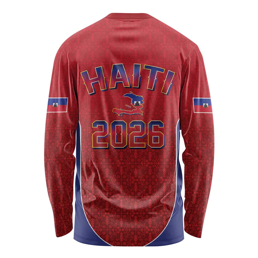 World Football Haiti 2026 Long Sleeve Shirt Haiti est de Retour Red Voodoo Veve Spirits - Wonder Print Shop