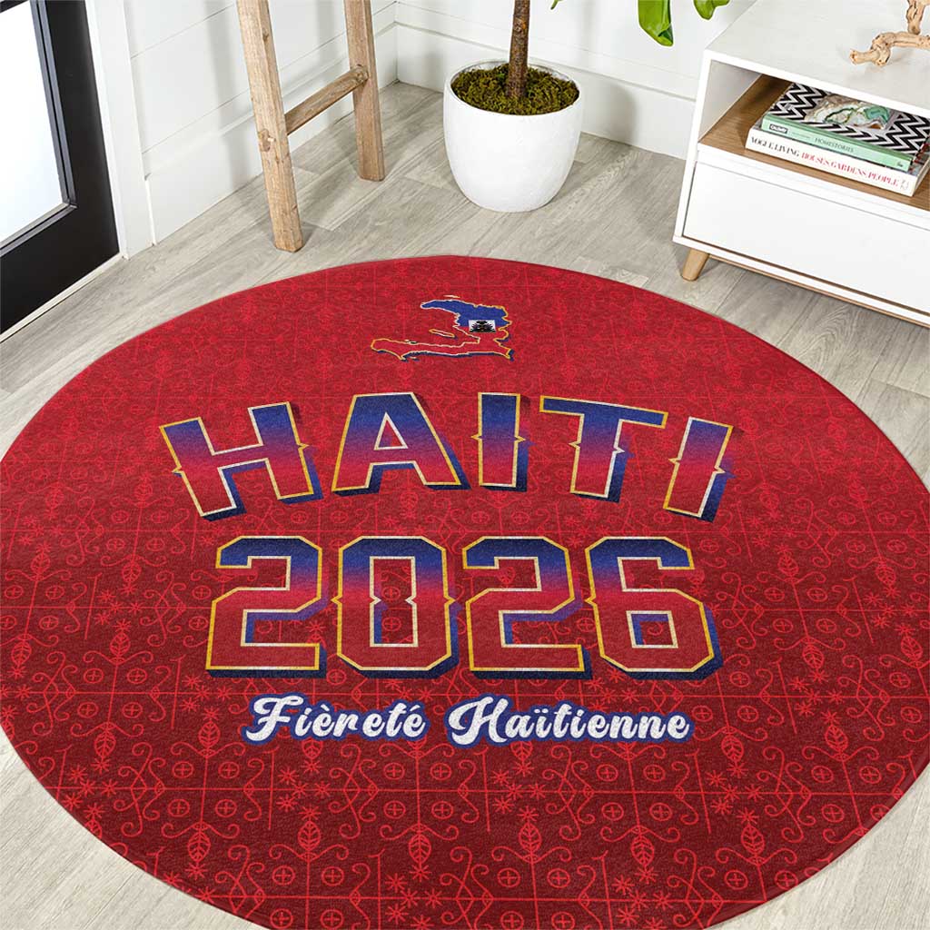 World Football Haiti 2026 Round Carpet Haiti est de Retour Red Voodoo Veve Spirits - Wonder Print Shop
