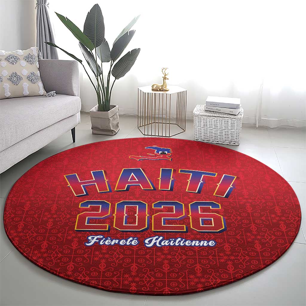 World Football Haiti 2026 Round Carpet Haiti est de Retour Red Voodoo Veve Spirits - Wonder Print Shop