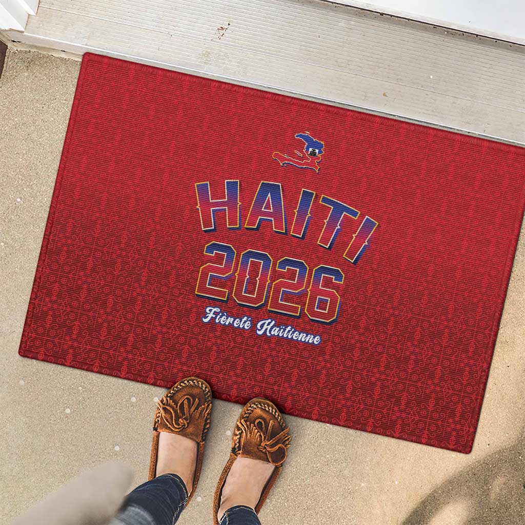 World Football Haiti 2026 Rubber Doormat Haiti est de Retour Red Voodoo Veve Spirits - Wonder Print Shop