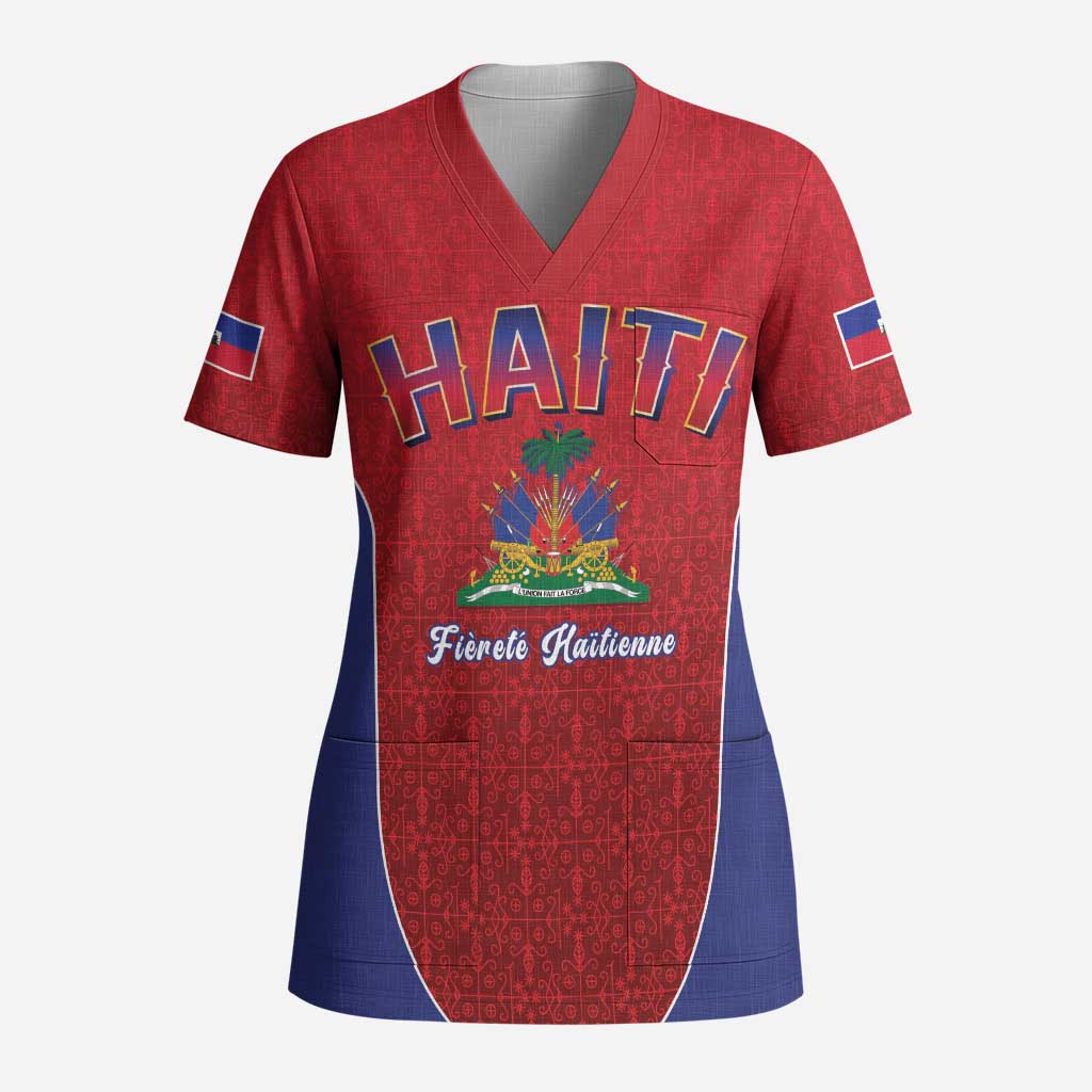 World Football Haiti 2026 Scrub Top Haiti est de Retour Red Voodoo Veve Spirits - Wonder Print Shop