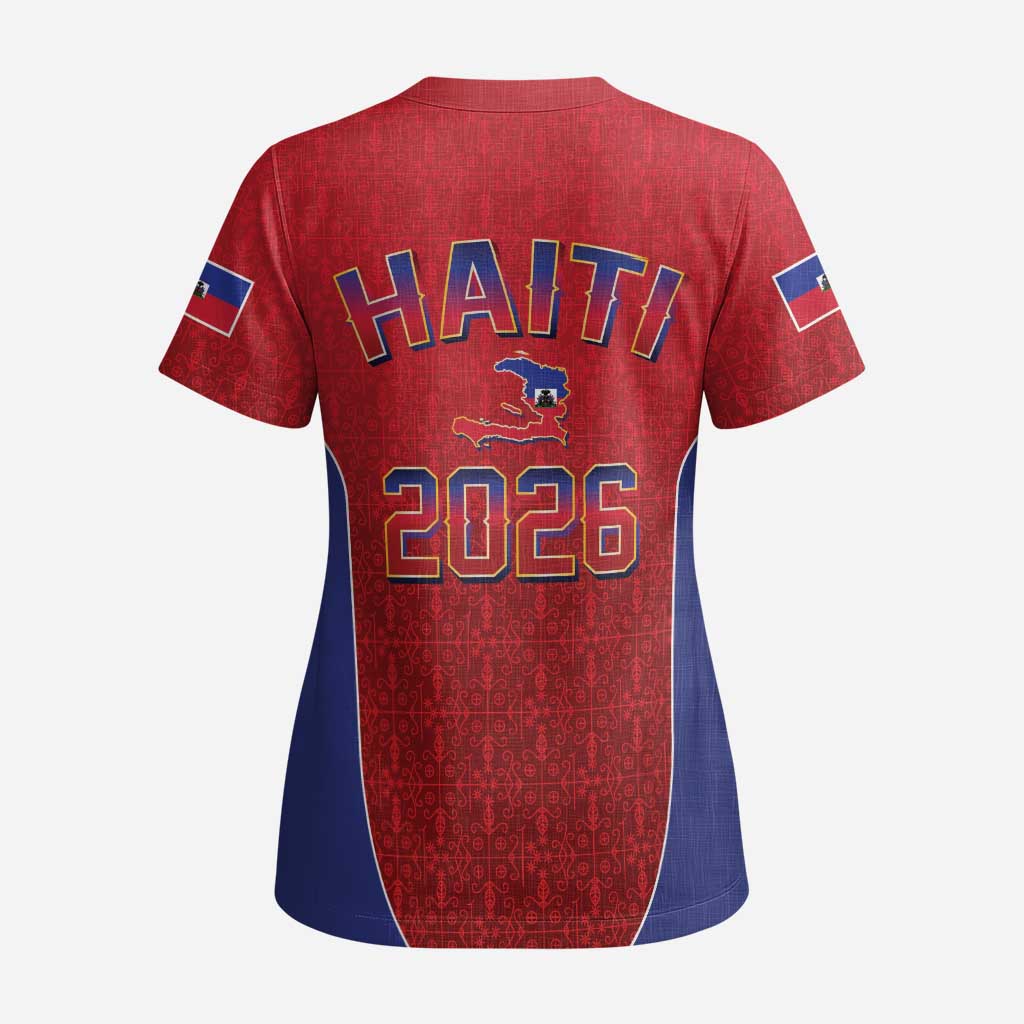 World Football Haiti 2026 Scrub Top Haiti est de Retour Red Voodoo Veve Spirits - Wonder Print Shop