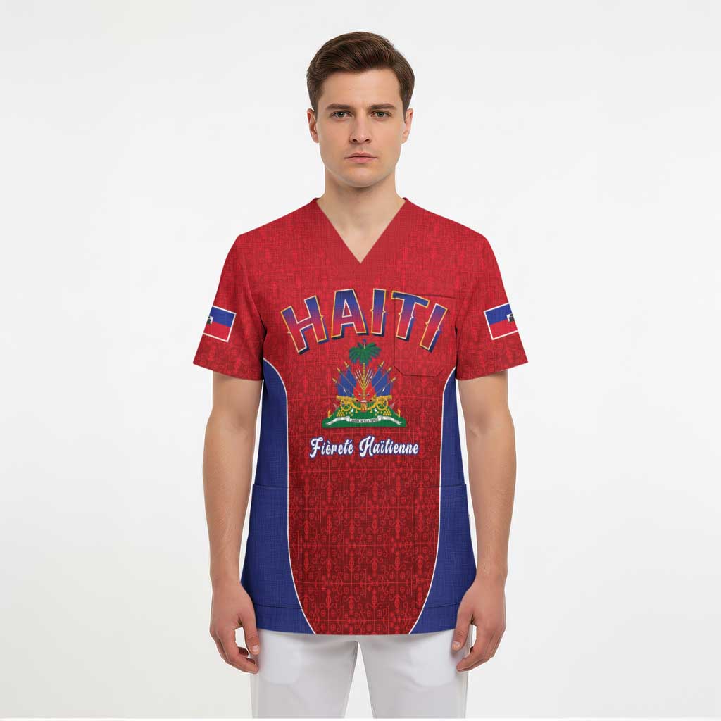 World Football Haiti 2026 Scrub Top Haiti est de Retour Red Voodoo Veve Spirits - Wonder Print Shop
