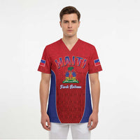 World Football Haiti 2026 Scrub Top Haiti est de Retour Red Voodoo Veve Spirits - Wonder Print Shop