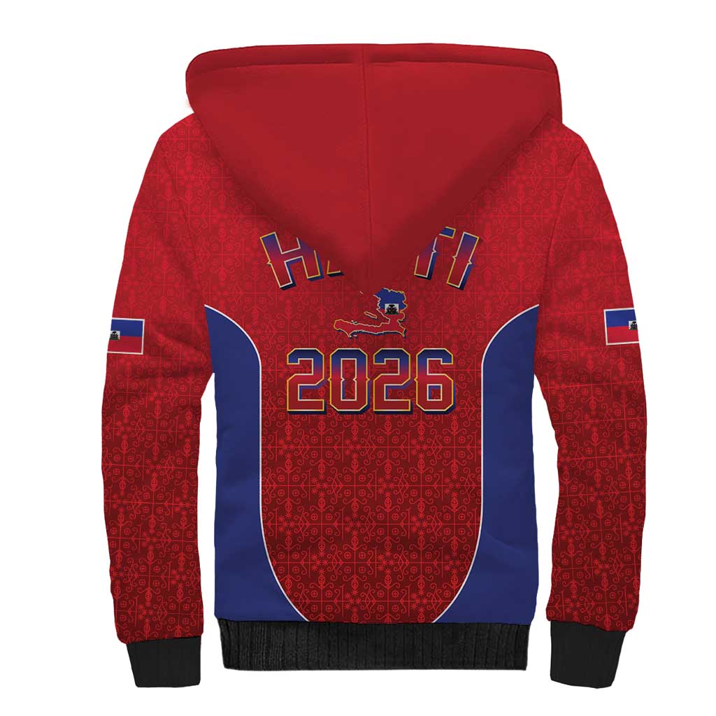 World Football Haiti 2026 Sherpa Hoodie Haiti est de Retour Red Voodoo Veve Spirits - Wonder Print Shop