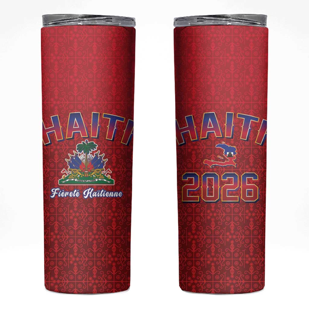 World Football Haiti 2026 Skinny Tumbler Haiti est de Retour Red Voodoo Veve Spirits - Wonder Print Shop