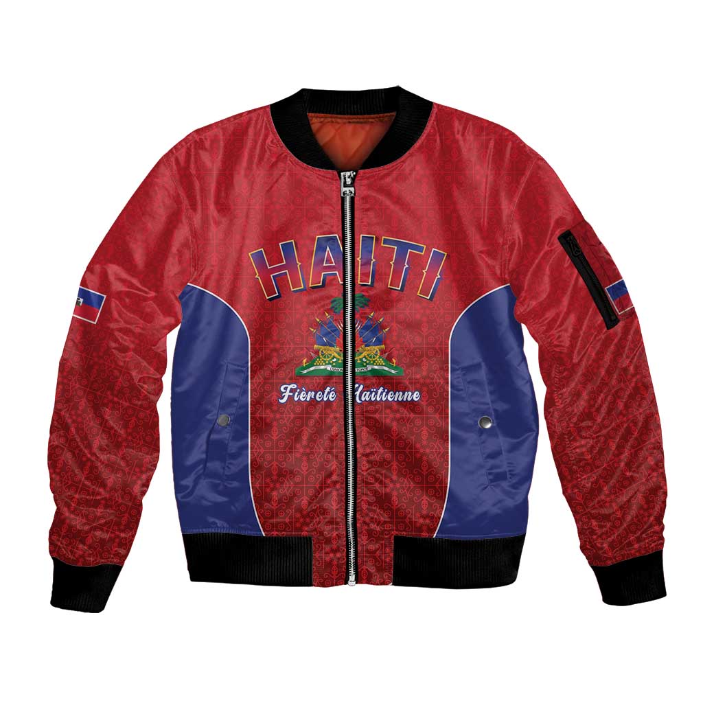 World Football Haiti 2026 Sleeve Zip Bomber Jacket Haiti est de Retour Red Voodoo Veve Spirits - Wonder Print Shop