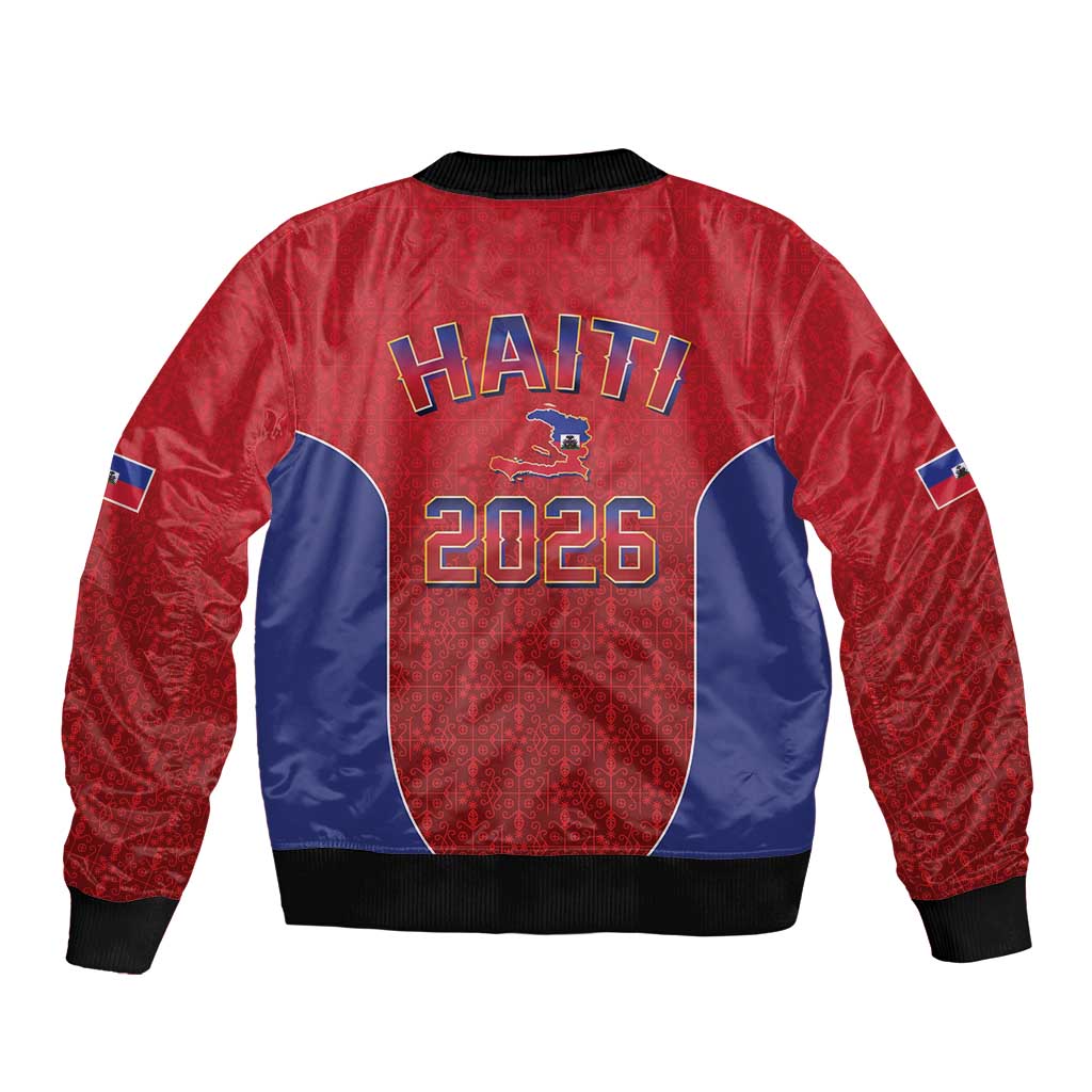 World Football Haiti 2026 Sleeve Zip Bomber Jacket Haiti est de Retour Red Voodoo Veve Spirits - Wonder Print Shop