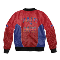 World Football Haiti 2026 Sleeve Zip Bomber Jacket Haiti est de Retour Red Voodoo Veve Spirits - Wonder Print Shop
