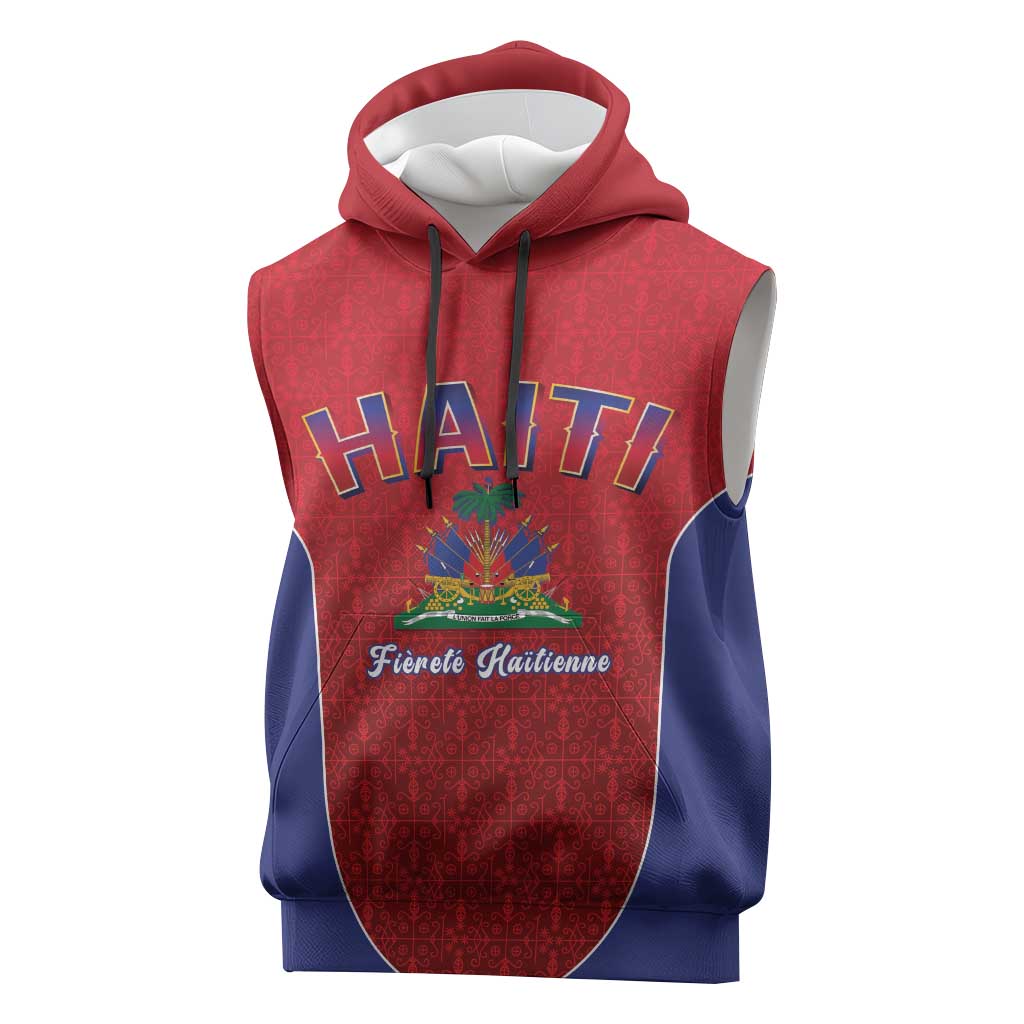 World Football Haiti 2026 Sleeveless Hoodie Haiti est de Retour Red Voodoo Veve Spirits - Wonder Print Shop