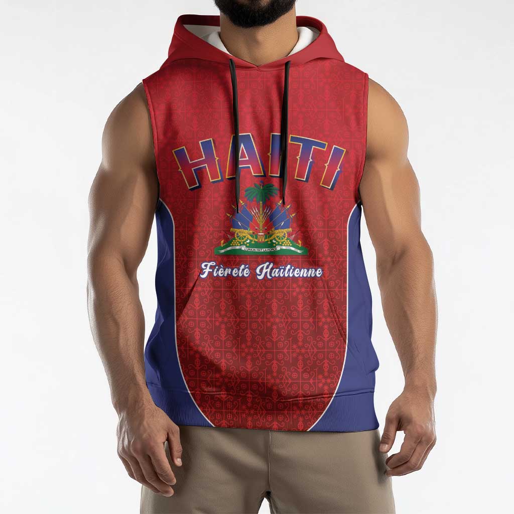 World Football Haiti 2026 Sleeveless Hoodie Haiti est de Retour Red Voodoo Veve Spirits - Wonder Print Shop