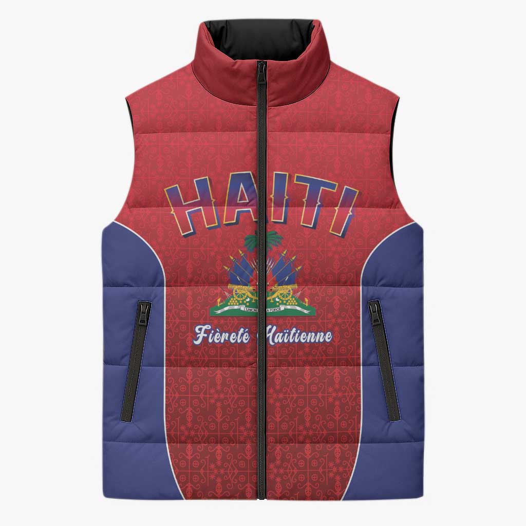 World Football Haiti 2026 Sleeveless Puffer Jacket Haiti est de Retour Red Voodoo Veve Spirits - Wonder Print Shop