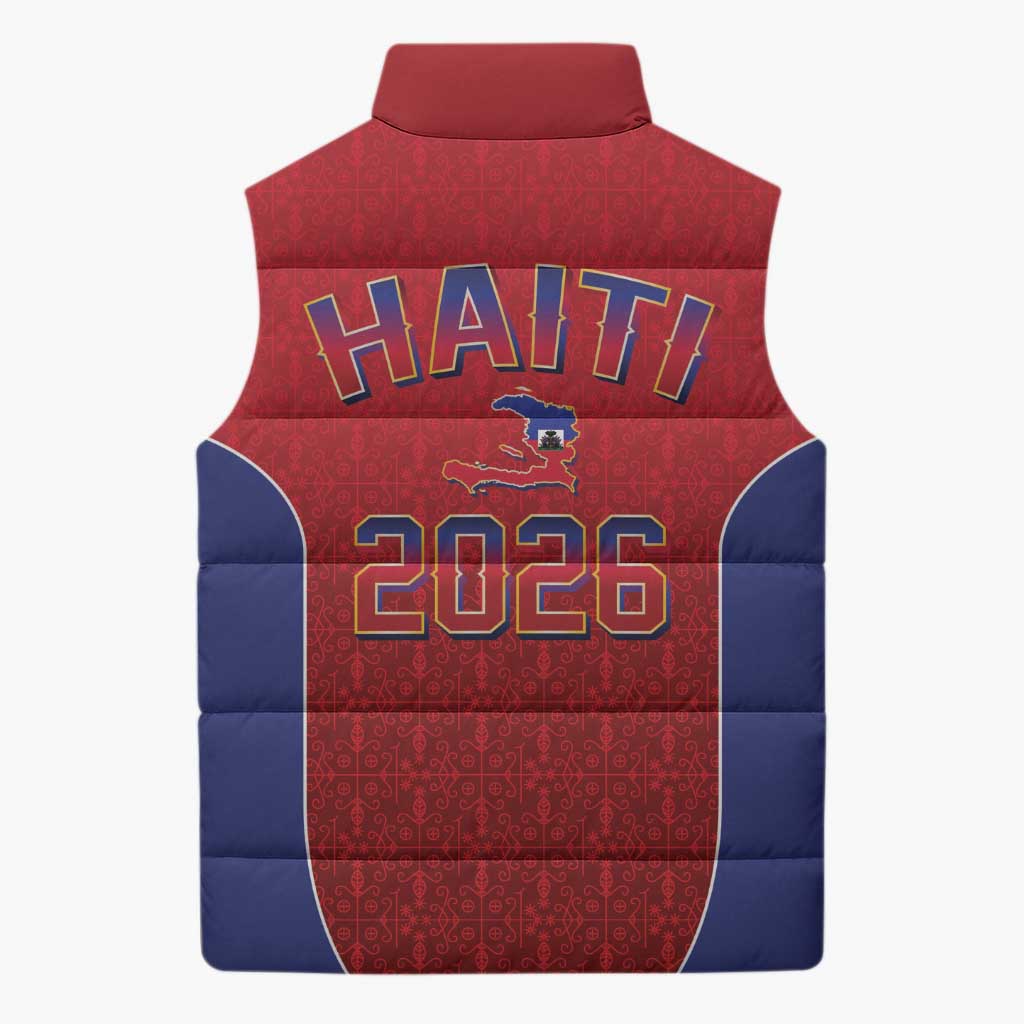 World Football Haiti 2026 Sleeveless Puffer Jacket Haiti est de Retour Red Voodoo Veve Spirits - Wonder Print Shop
