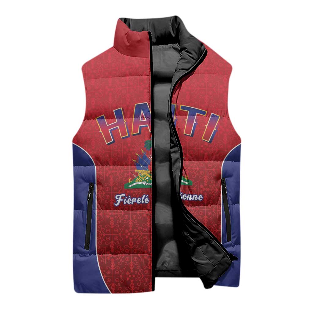 World Football Haiti 2026 Sleeveless Puffer Jacket Haiti est de Retour Red Voodoo Veve Spirits - Wonder Print Shop