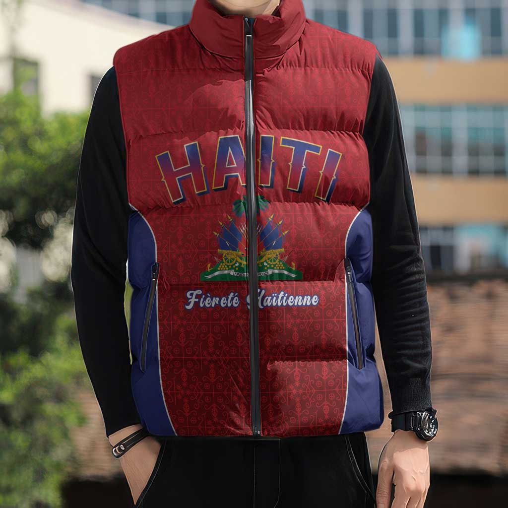 World Football Haiti 2026 Sleeveless Puffer Jacket Haiti est de Retour Red Voodoo Veve Spirits - Wonder Print Shop