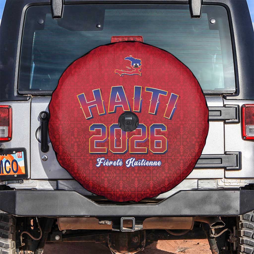World Football Haiti 2026 Spare Tire Cover Haiti est de Retour Red Voodoo Veve Spirits - Wonder Print Shop