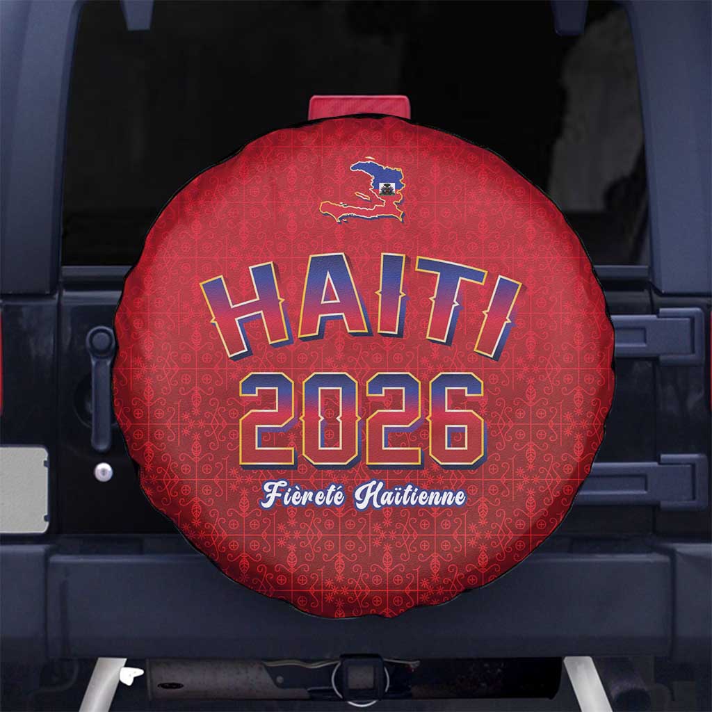 World Football Haiti 2026 Spare Tire Cover Haiti est de Retour Red Voodoo Veve Spirits - Wonder Print Shop