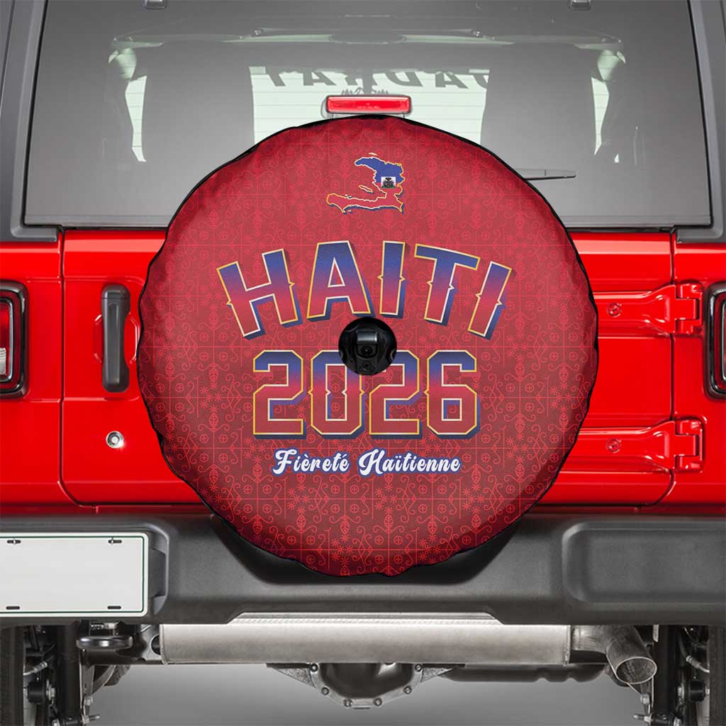 World Football Haiti 2026 Spare Tire Cover Haiti est de Retour Red Voodoo Veve Spirits - Wonder Print Shop