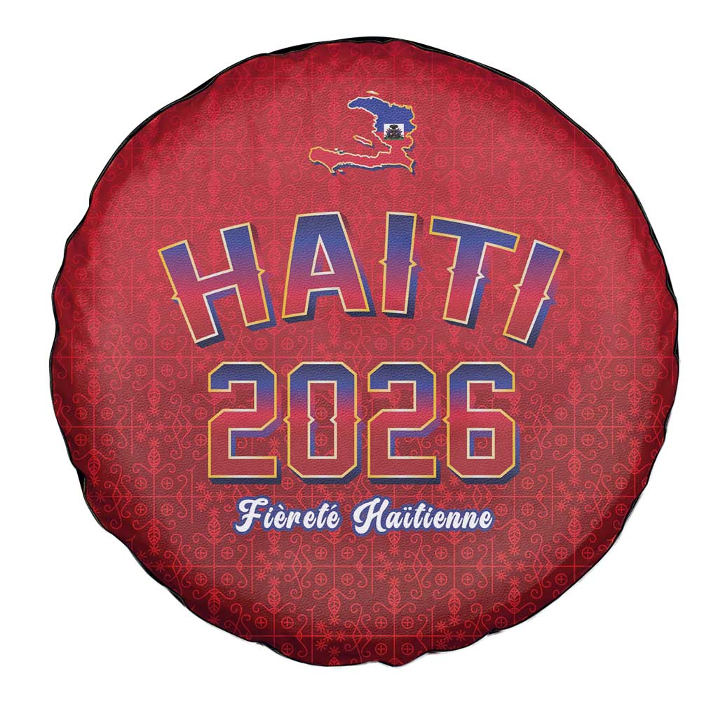 World Football Haiti 2026 Spare Tire Cover Haiti est de Retour Red Voodoo Veve Spirits - Wonder Print Shop