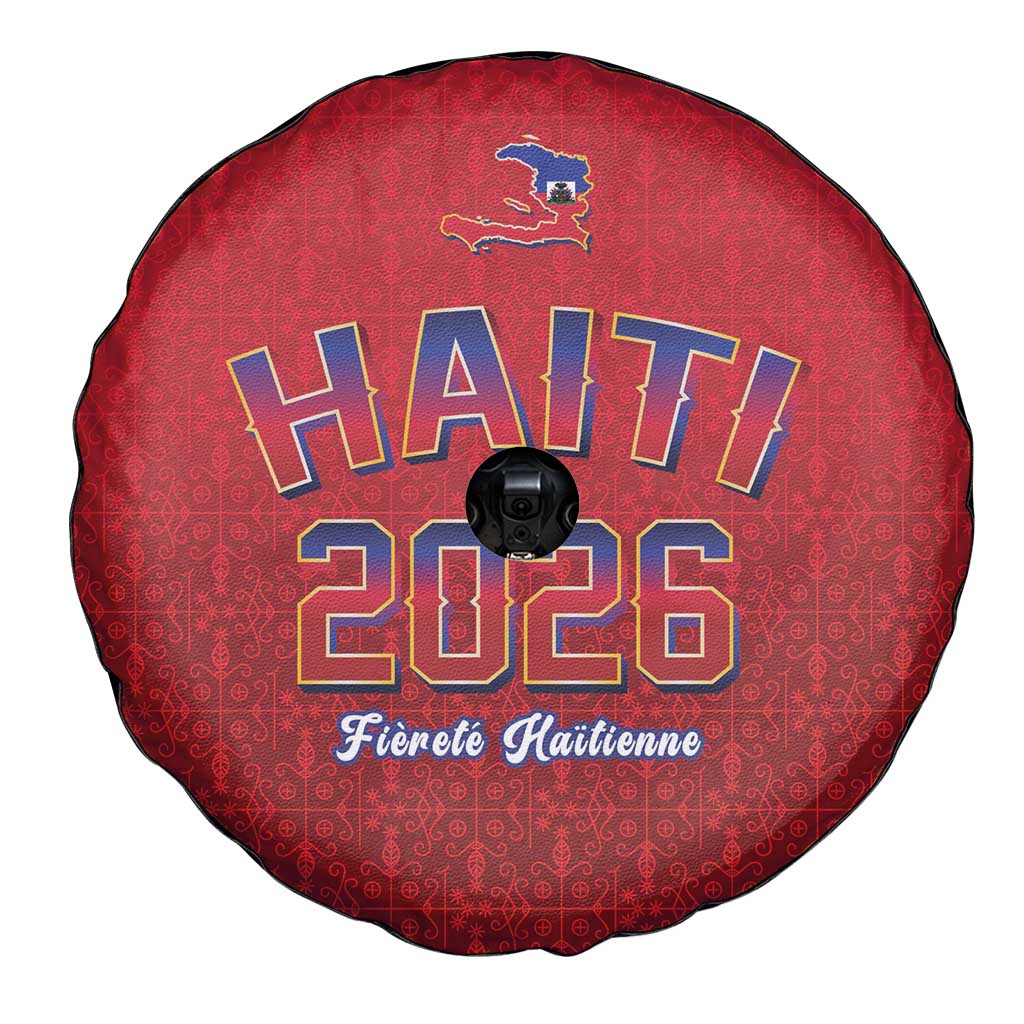 World Football Haiti 2026 Spare Tire Cover Haiti est de Retour Red Voodoo Veve Spirits - Wonder Print Shop
