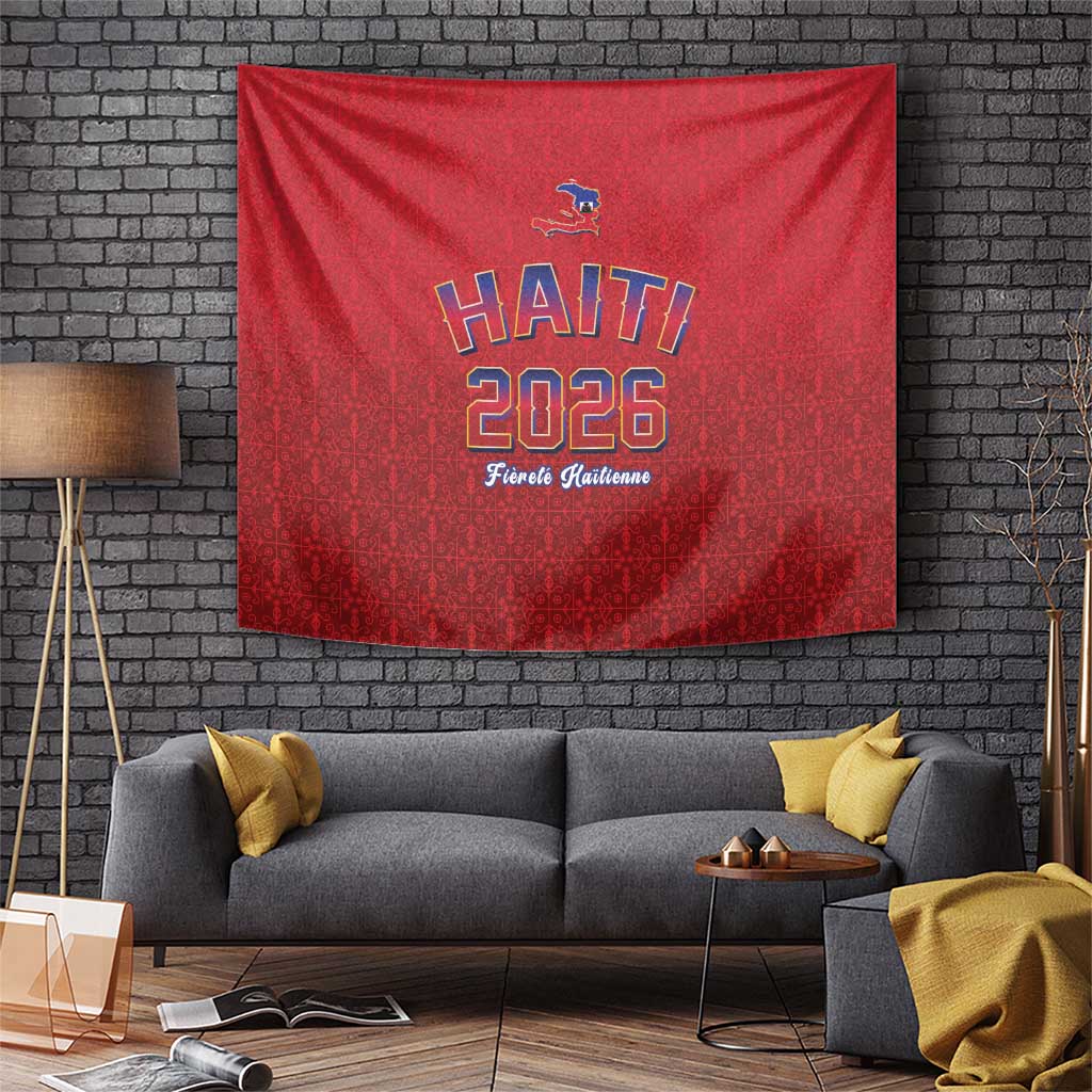 World Football Haiti 2026 Tapestry Haiti est de Retour Red Voodoo Veve Spirits - Wonder Print Shop