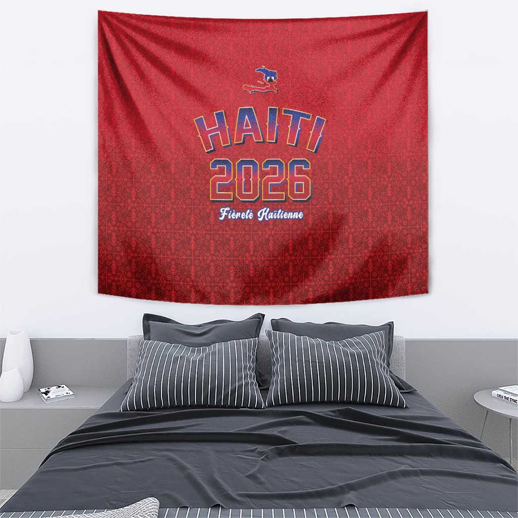World Football Haiti 2026 Tapestry Haiti est de Retour Red Voodoo Veve Spirits - Wonder Print Shop