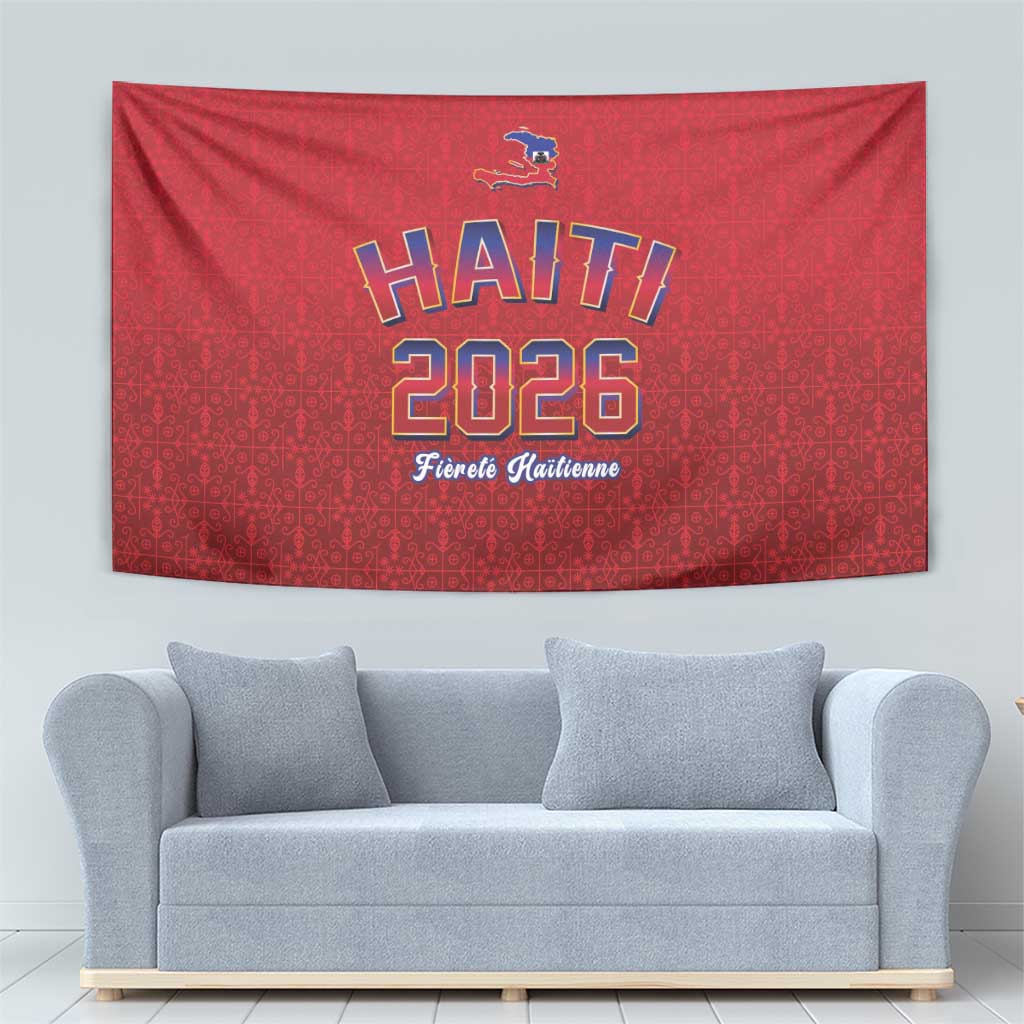 World Football Haiti 2026 Tapestry Haiti est de Retour Red Voodoo Veve Spirits - Wonder Print Shop