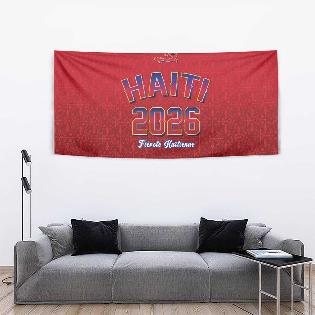 World Football Haiti 2026 Tapestry Haiti est de Retour Red Voodoo Veve Spirits - Wonder Print Shop