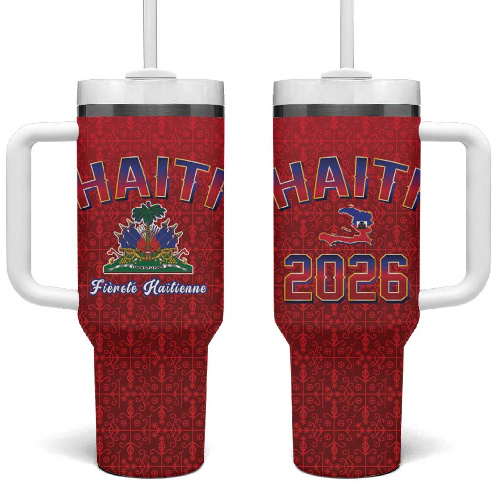 World Football Haiti 2026 Tumbler With Handle Haiti est de Retour Red Voodoo Veve Spirits - Wonder Print Shop