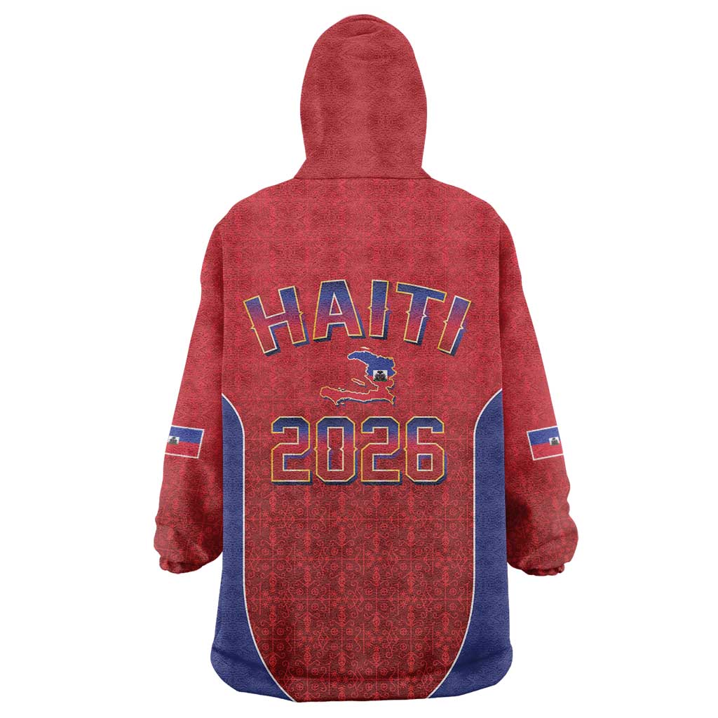 World Football Haiti 2026 Wearable Blanket Hoodie Haiti est de Retour Red Voodoo Veve Spirits - Wonder Print Shop