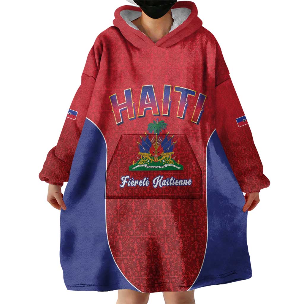 World Football Haiti 2026 Wearable Blanket Hoodie Haiti est de Retour Red Voodoo Veve Spirits - Wonder Print Shop