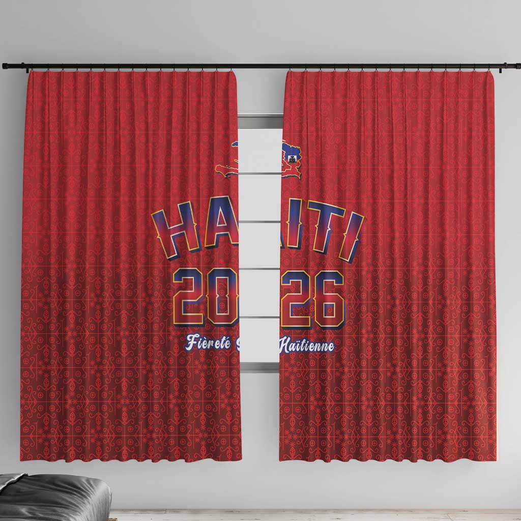 World Football Haiti 2026 Window Curtain Haiti est de Retour Red Voodoo Veve Spirits - Wonder Print Shop