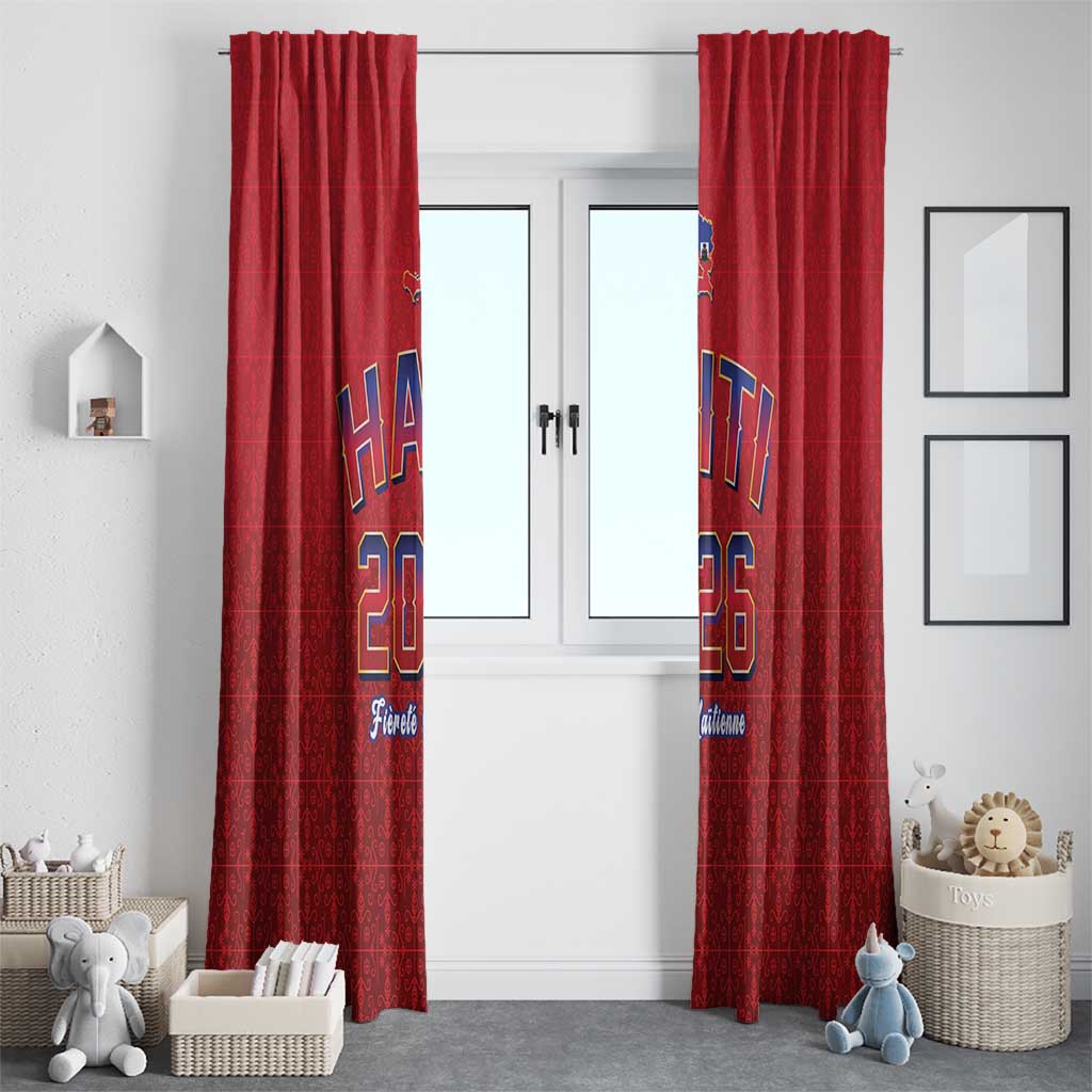 World Football Haiti 2026 Window Curtain Haiti est de Retour Red Voodoo Veve Spirits - Wonder Print Shop