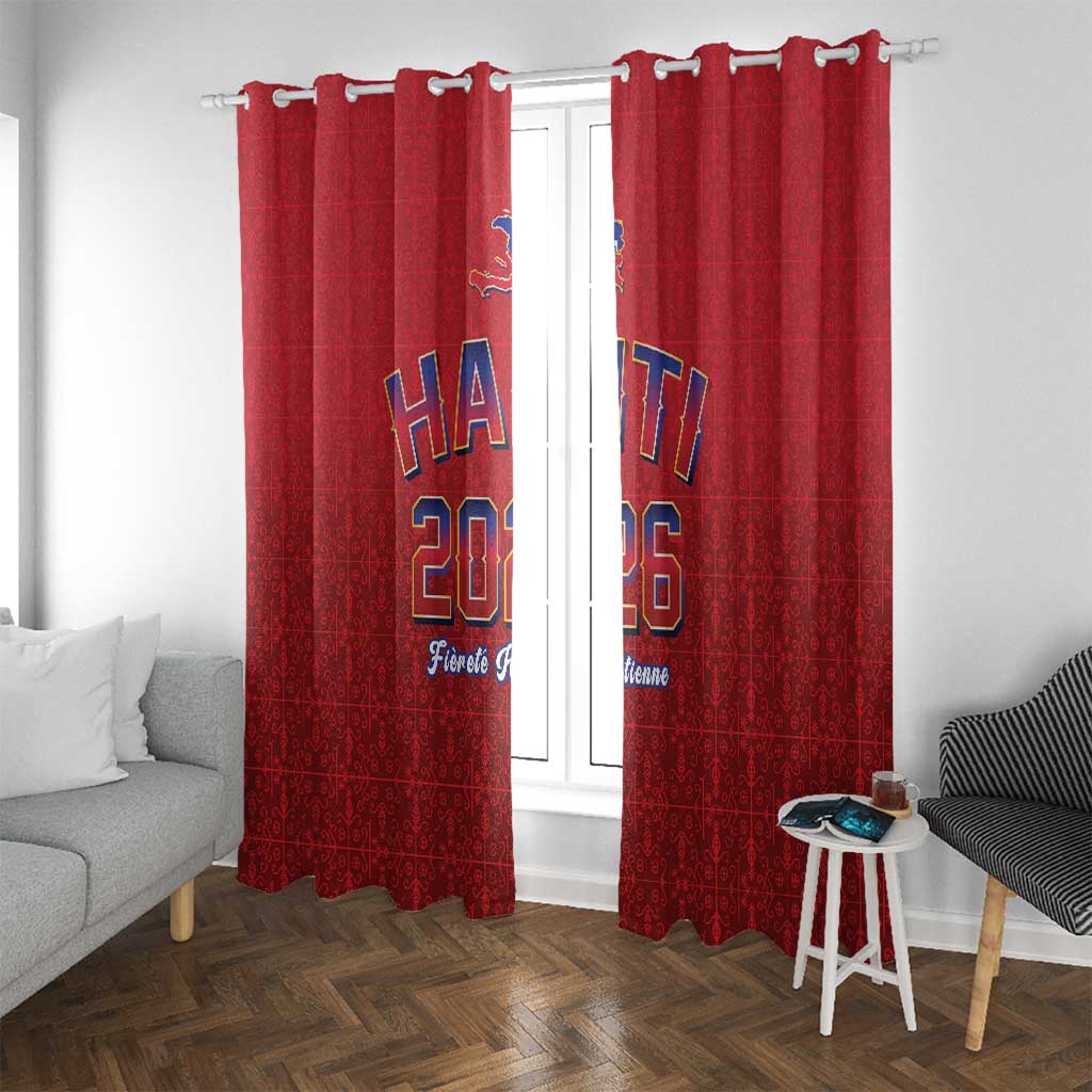 World Football Haiti 2026 Window Curtain Haiti est de Retour Red Voodoo Veve Spirits - Wonder Print Shop