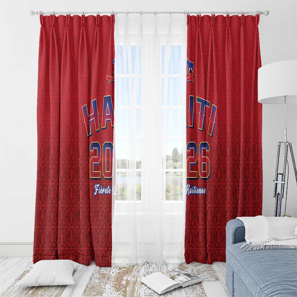 World Football Haiti 2026 Window Curtain Haiti est de Retour Red Voodoo Veve Spirits - Wonder Print Shop