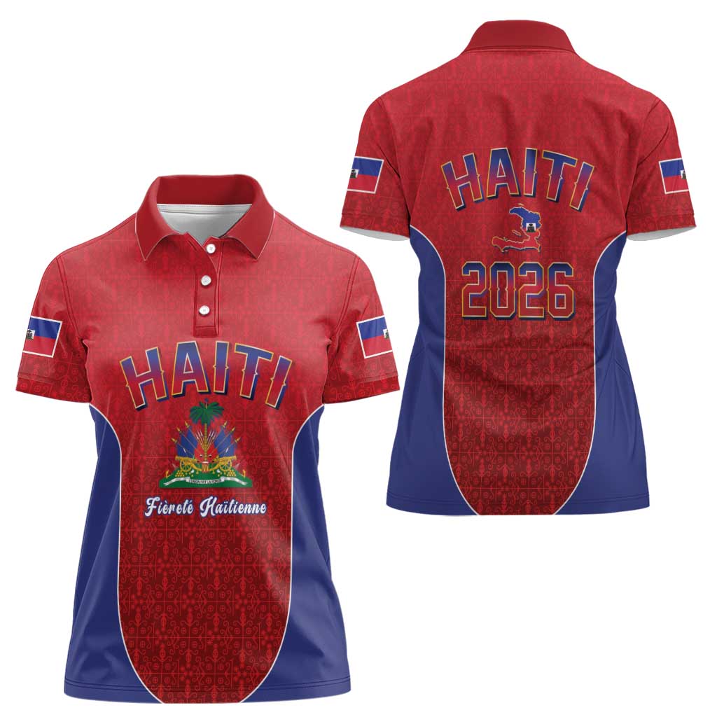 World Football Haiti 2026 Women Polo Shirt Haiti est de Retour Red Voodoo Veve Spirits - Wonder Print Shop