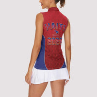 World Football Haiti 2026 Women Sleeveless Polo Shirt Haiti est de Retour Red Voodoo Veve Spirits - Wonder Print Shop