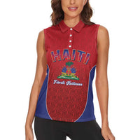World Football Haiti 2026 Women Sleeveless Polo Shirt Haiti est de Retour Red Voodoo Veve Spirits - Wonder Print Shop