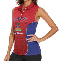 World Football Haiti 2026 Women Sleeveless Polo Shirt Haiti est de Retour Red Voodoo Veve Spirits - Wonder Print Shop