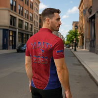 World Football Haiti 2026 Zipper Polo Shirt Haiti est de Retour Red Voodoo Veve Spirits - Wonder Print Shop