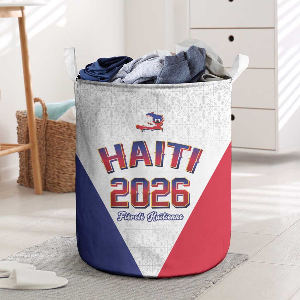 World Football Haiti 2026 Laundry Basket Haiti est de Retour White Voodoo Veve Spirits - Wonder Print Shop