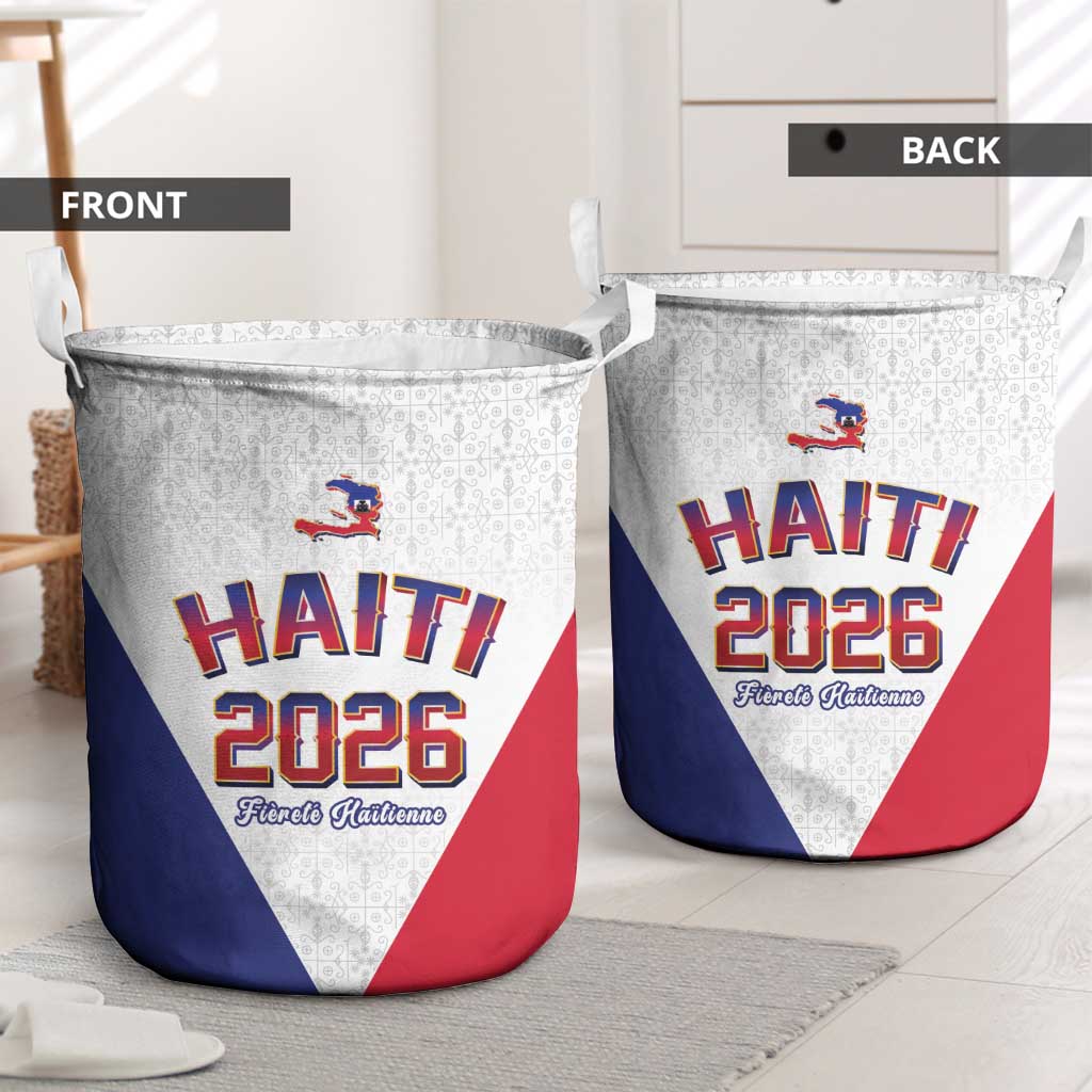 World Football Haiti 2026 Laundry Basket Haiti est de Retour White Voodoo Veve Spirits - Wonder Print Shop