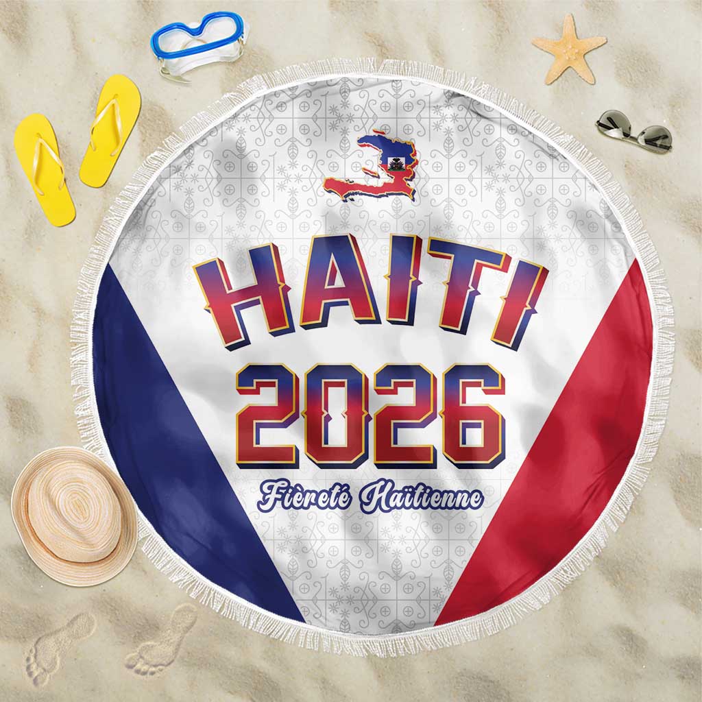 World Football Haiti 2026 Beach Blanket Haiti est de Retour White Voodoo Veve Spirits - Wonder Print Shop
