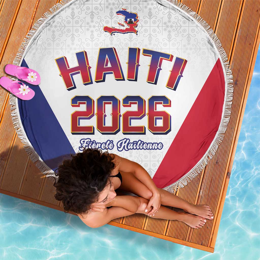 World Football Haiti 2026 Beach Blanket Haiti est de Retour White Voodoo Veve Spirits - Wonder Print Shop