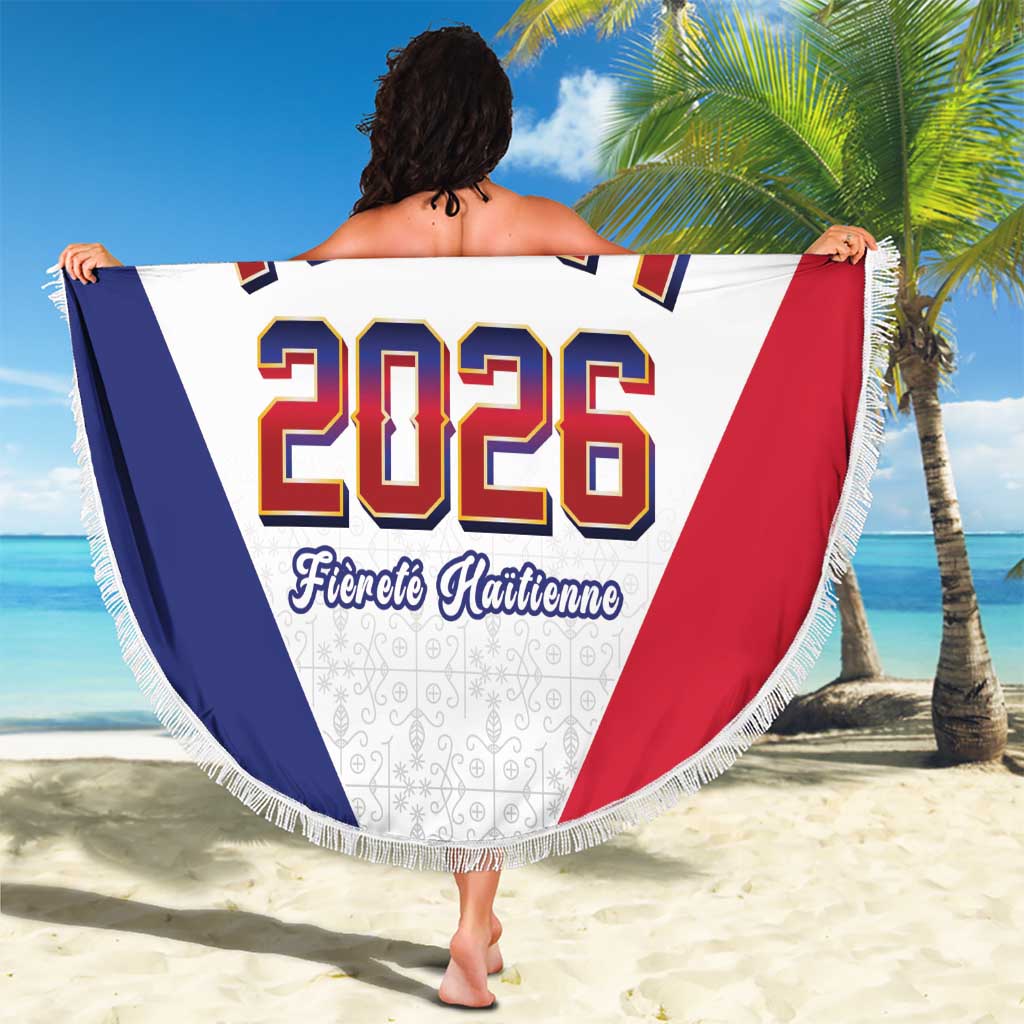 World Football Haiti 2026 Beach Blanket Haiti est de Retour White Voodoo Veve Spirits - Wonder Print Shop