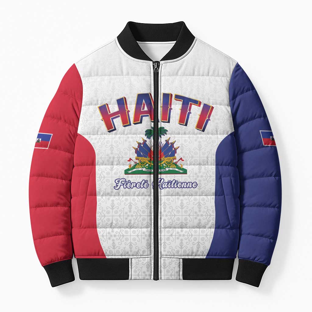 World Football Haiti 2026 Bomber Puffer Jacket Haiti est de Retour White Voodoo Veve Spirits - Wonder Print Shop