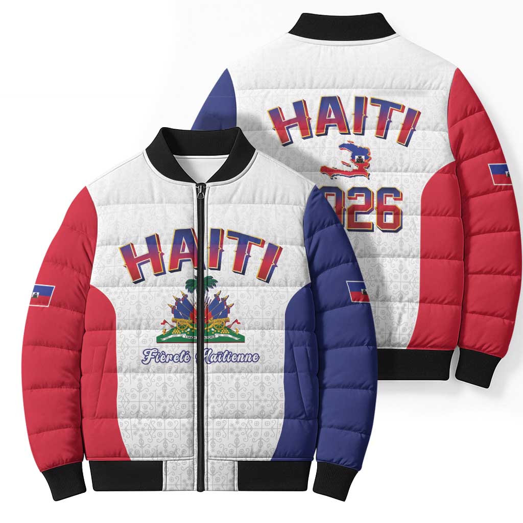 World Football Haiti 2026 Bomber Puffer Jacket Haiti est de Retour White Voodoo Veve Spirits - Wonder Print Shop